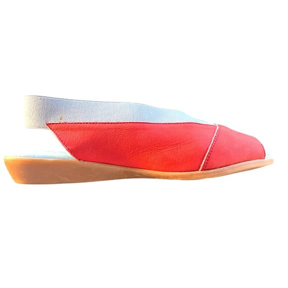 Cloud Womens Red & Gray Leather Slingback Sandals With Elastic Straps & Cushione - Picture 4 of 8